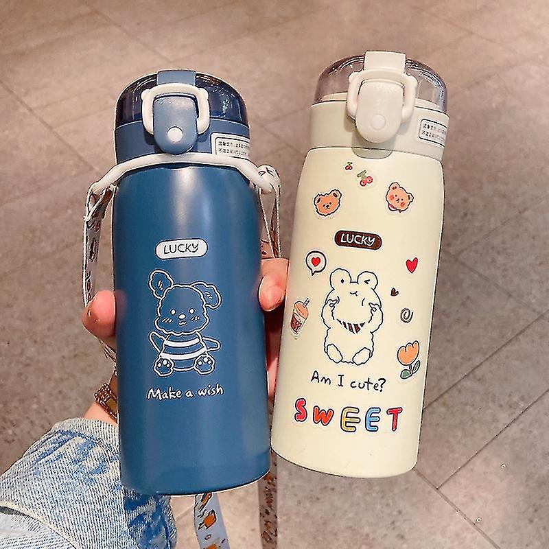 かわいい真空フラスコ漫画ステンレス鋼コーヒーティーミルクトラベルストローカップ