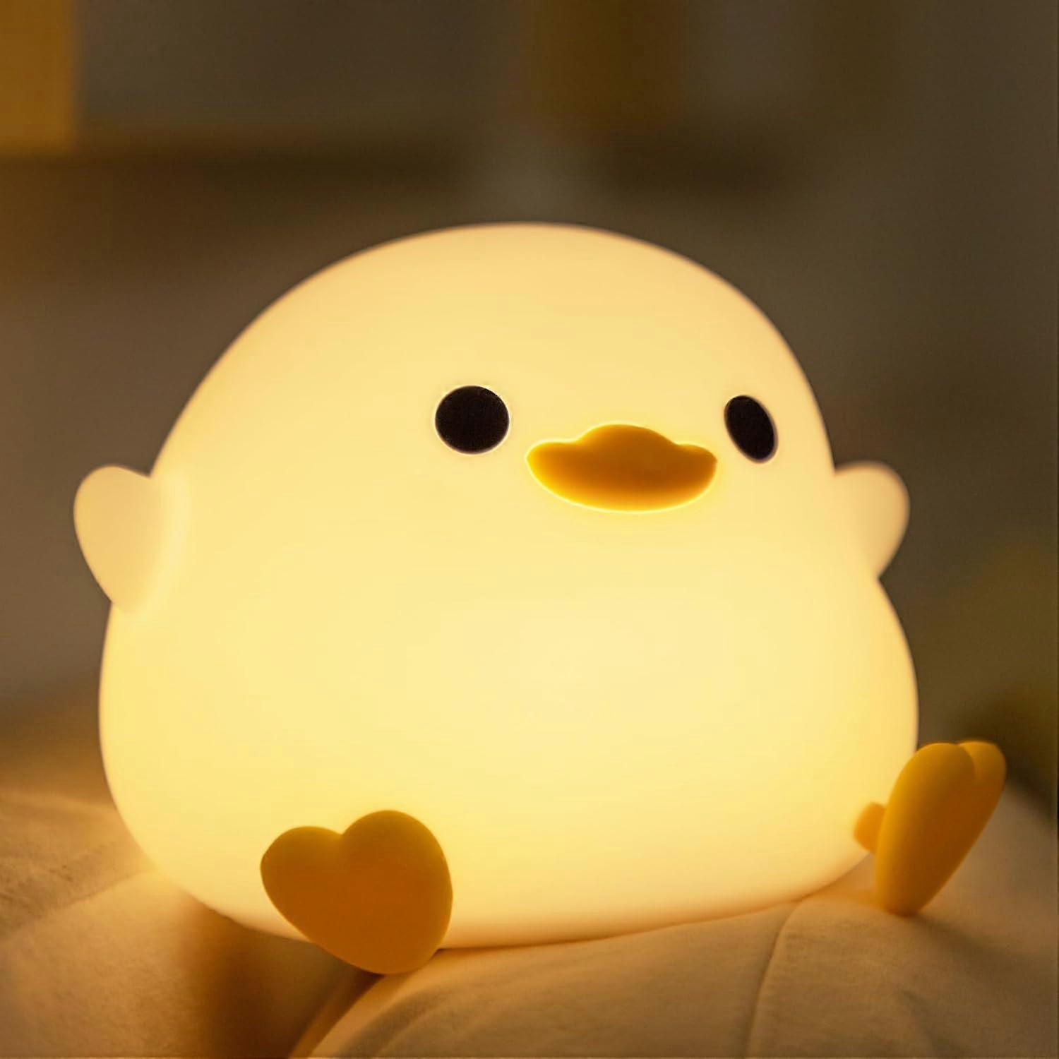 Dodo Duck LED Gece Lambası - Yatak Odası, Oturma Odası için Silikon Lamba - Dokunmatik Sensörlü Şarj Edilebilir Başucu Lambası Sarı