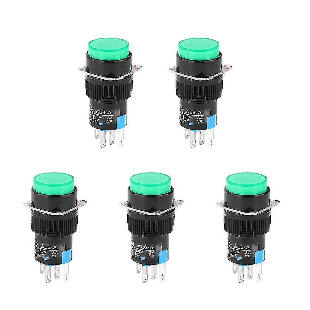 Round Push Button Switch 5Pcs with 24V Light - Green/Red for Automation Equipment
