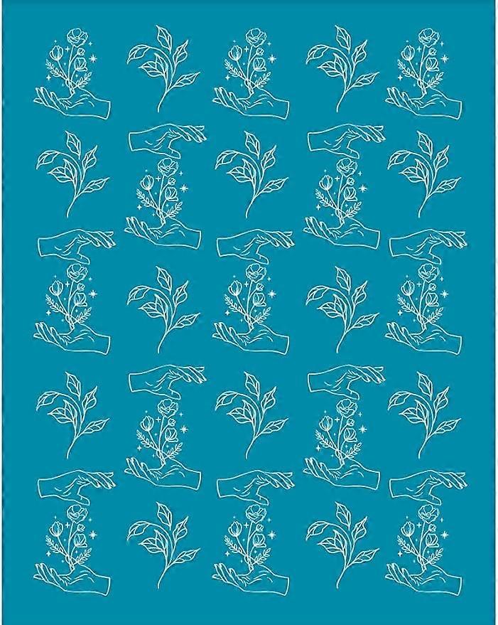4x5 Inch Flower in Hands Clay Stencils Flower Leaf Silk Screen for Polymer Clay Boho Floral Silk Screen Stencils Mesh Transfer Stencils for Polymer Cl