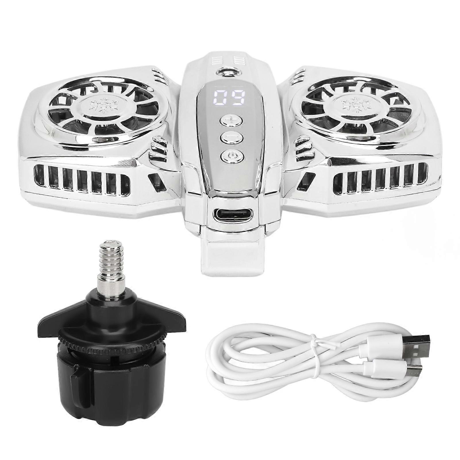 Semi Conductor Phone Cooler Temperature Regulation Cellphone Radiator With Dual Cooling Chip For Live Streaming Silver