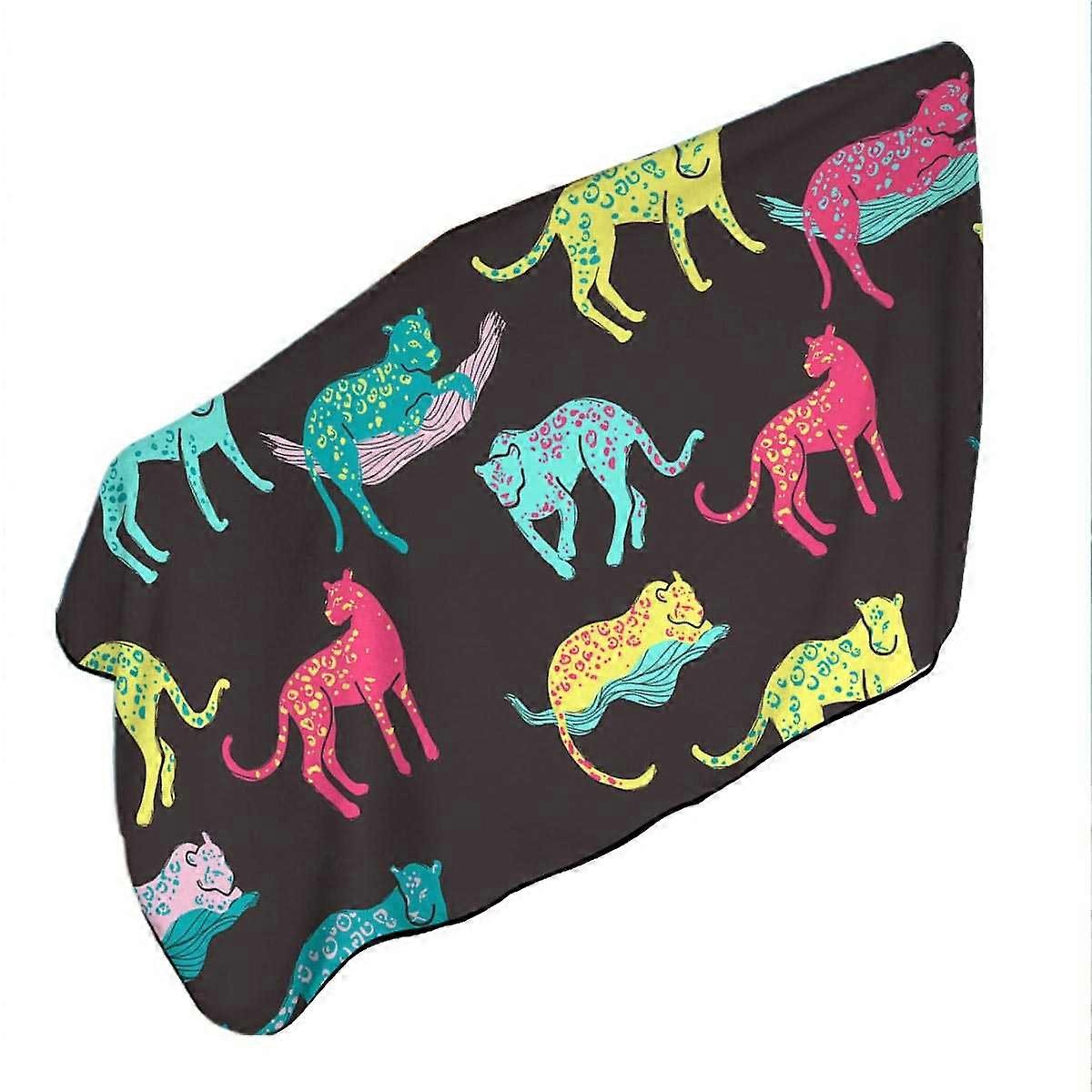 Cool Multi Colored Leopards Microfiber Beach Towel