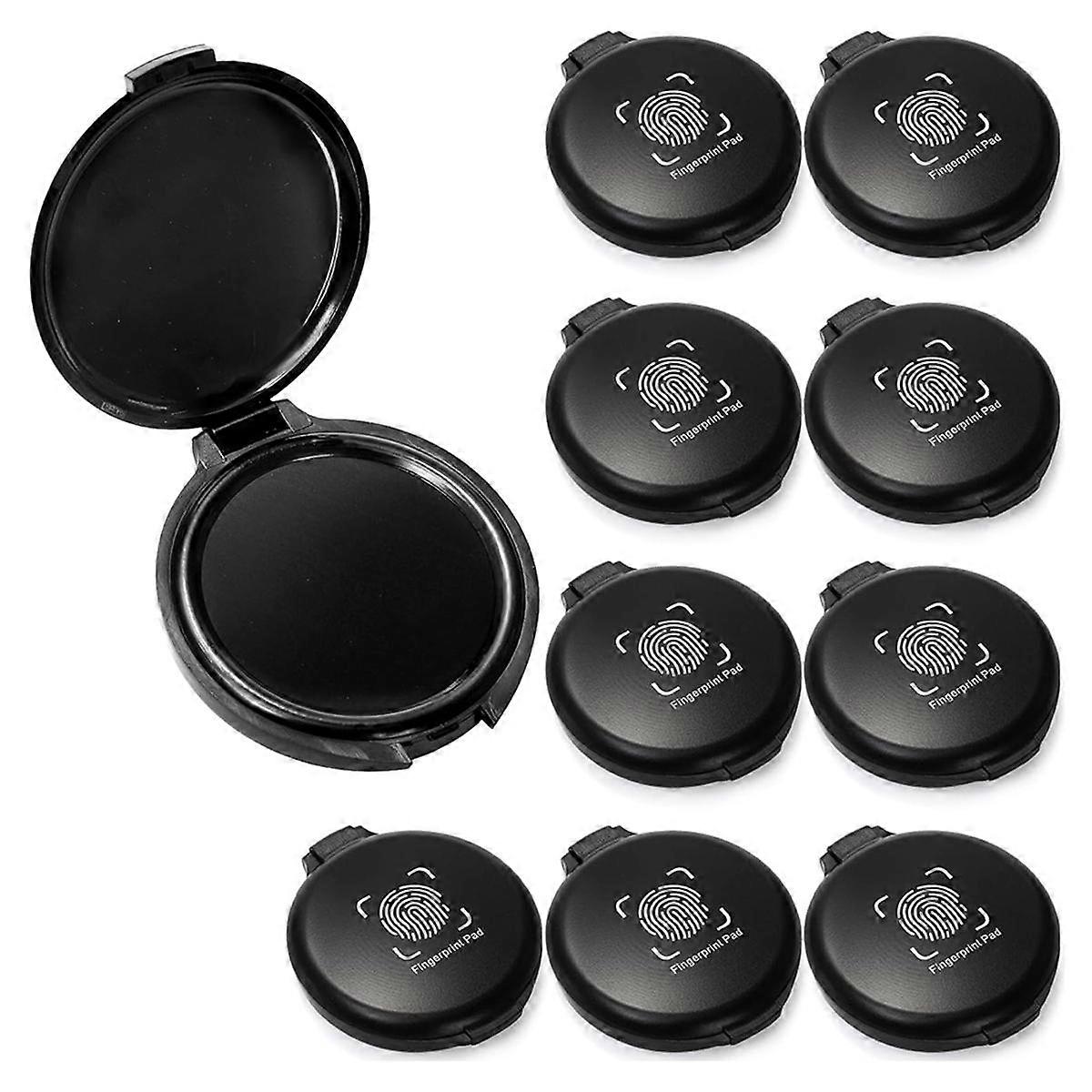 10 Pack Vingerafdruk Inktkussens, Mini Zwarte Vingerafdruk Stempelkussen, Gemakkelijk te Wassen Draagbare Vingerafdruk Kit