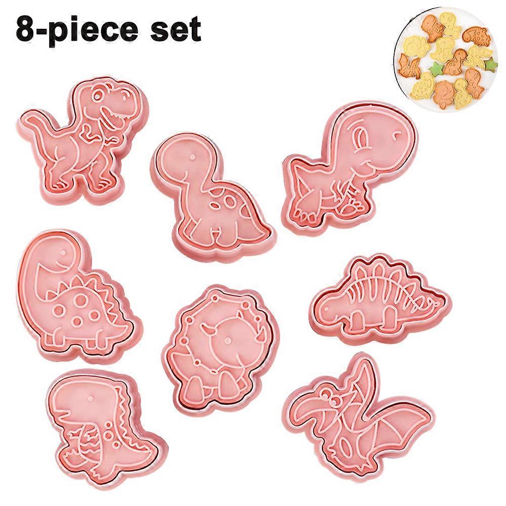 8-piece / set Dinosaur Cartoon Biscuit Mold DIY Household 3D Three-Dimensional Pressing Fondant Cookie Baking Tool