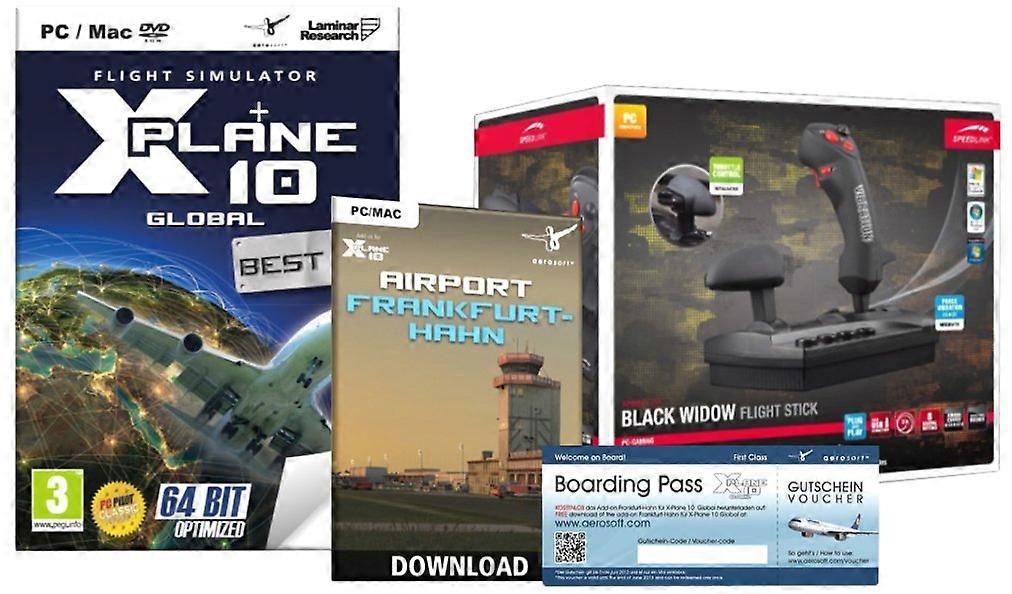 X-Plane 10 Global Best Of  Speedlink Black Widow Flight Stick  Airport Frankfurt-Hahn Download Boarding Pass (MacPC DVD) - Mac OS X - PAL - New & Sealed