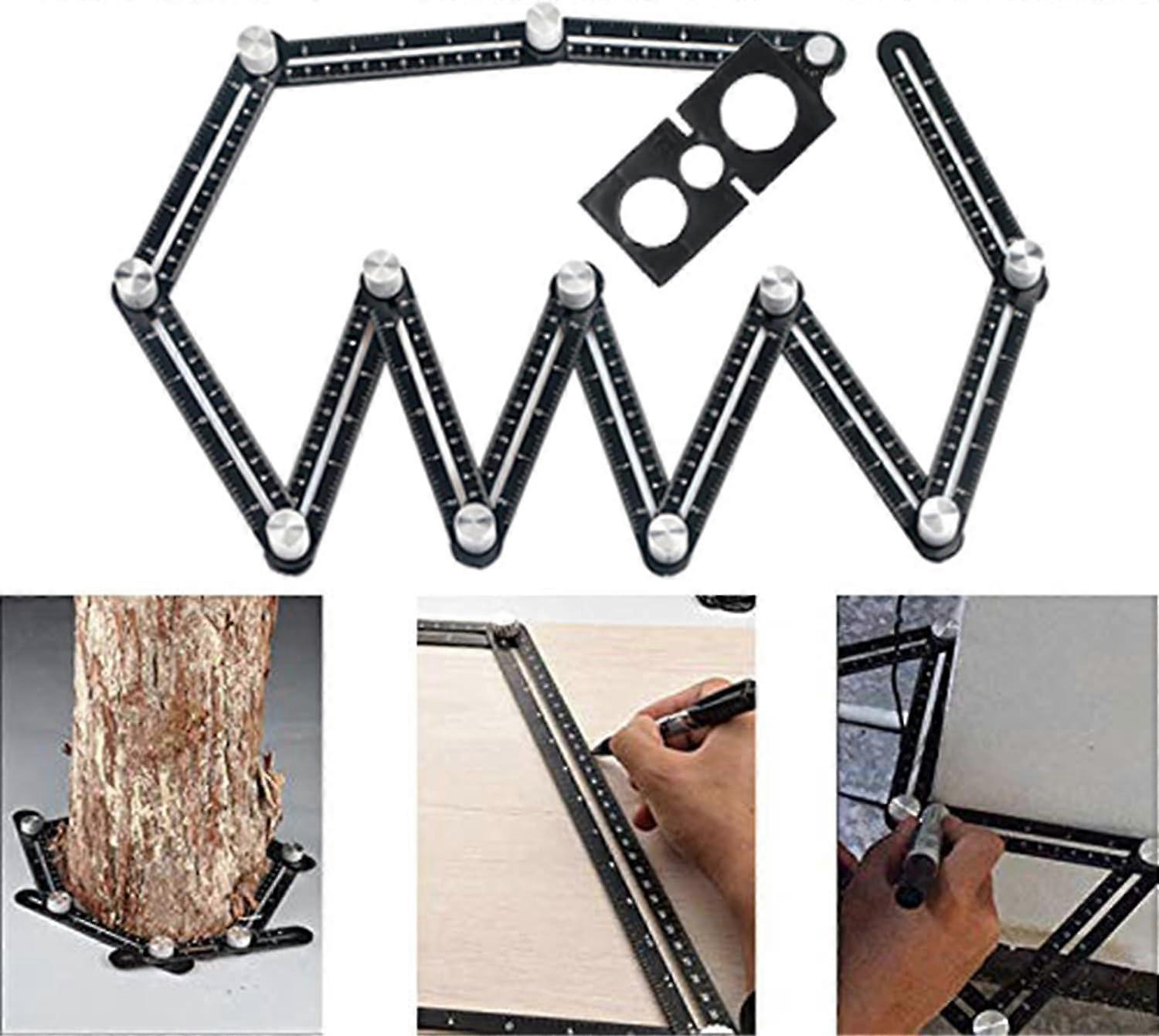 Multi Angle Measuring Ruler, 12 Sections Ceramic Angle Measuring Tool, Hole Locator, Aluminum Alloy Multi Angle Measuring Ruler, Multi Angle Measuring