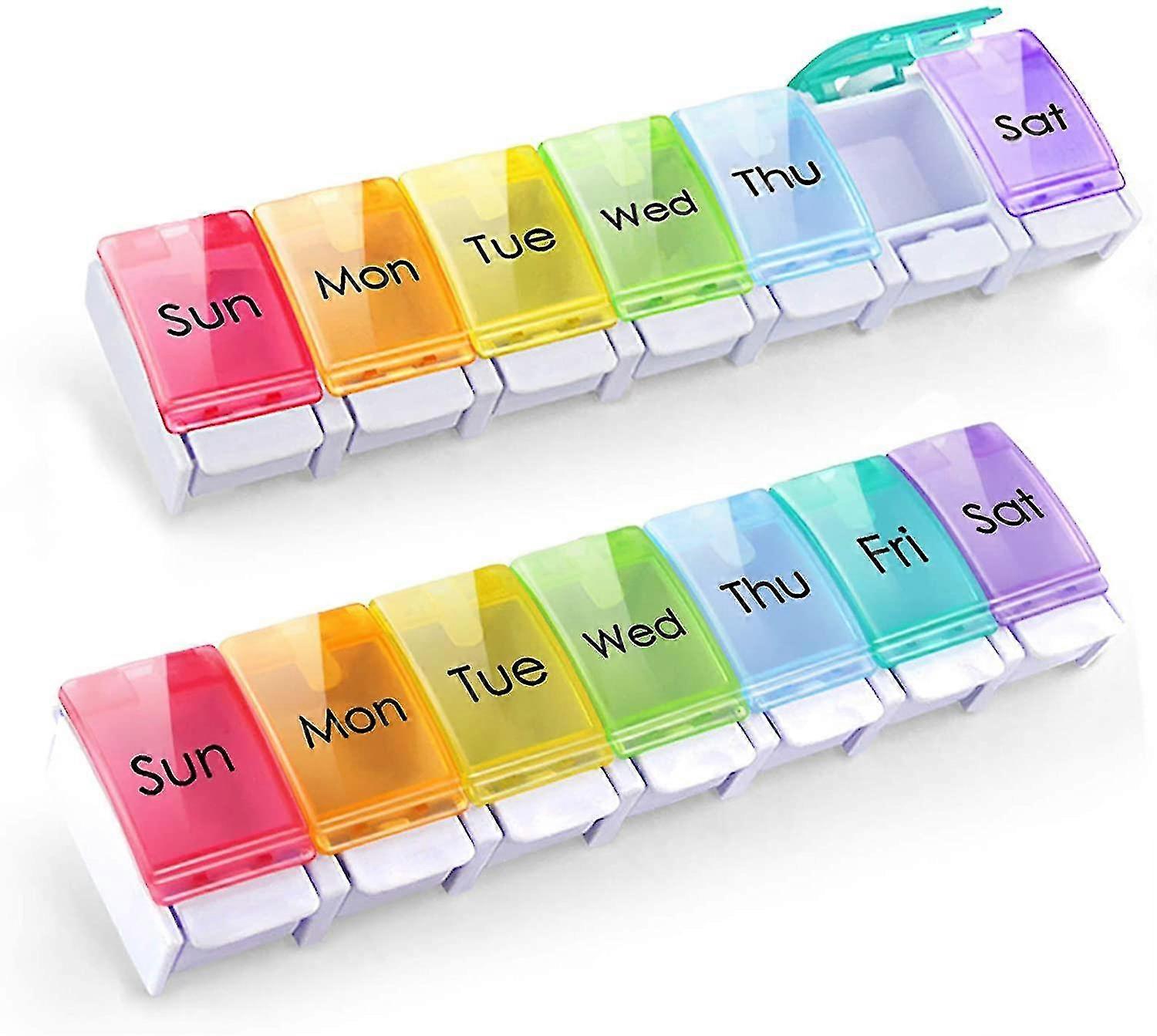 Travel 7 Day Pill Holder Vitamin Container Organizer with Popup Open Design, Fish Oil and Medication