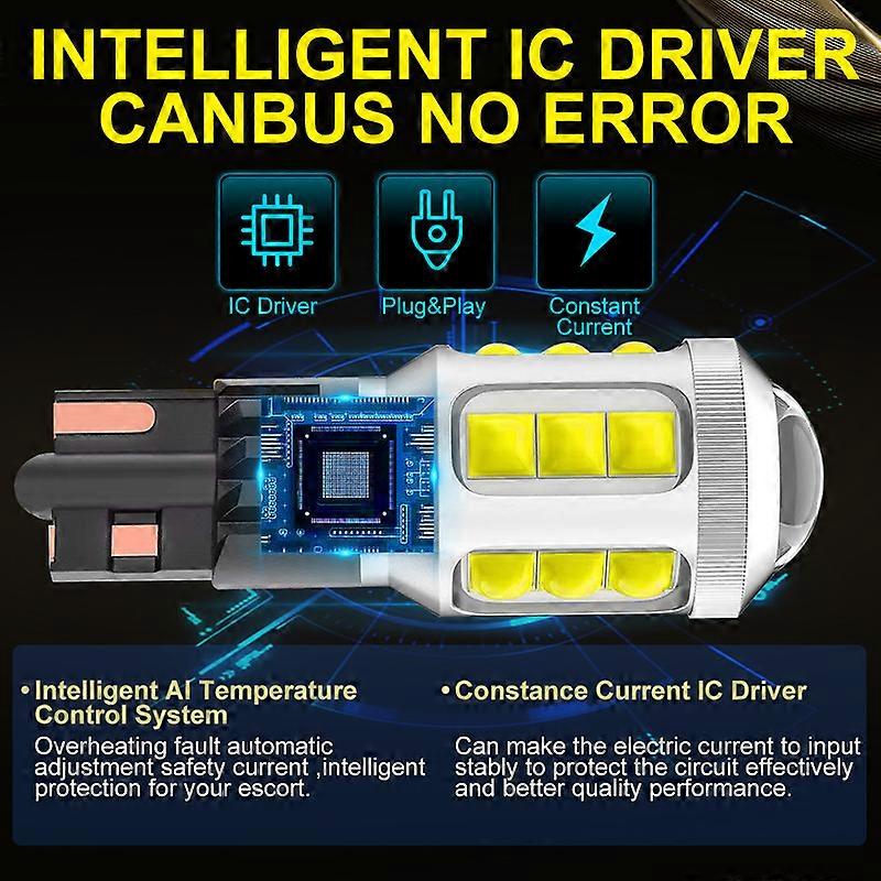 AUXITO Canbus T15 LED Bulbs – 912 921 W16W Backup Reverse Light, 6000K White, 2-Pack