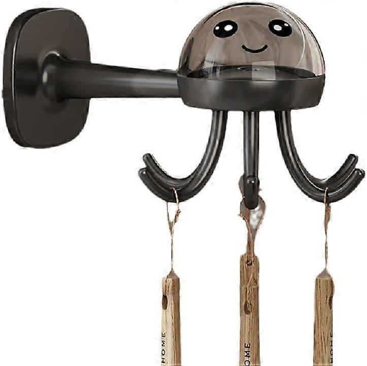 functional Six-  Rotating Hook Rack Kitchen Storage 360-Degree Seamless Hook Hole-  Hook