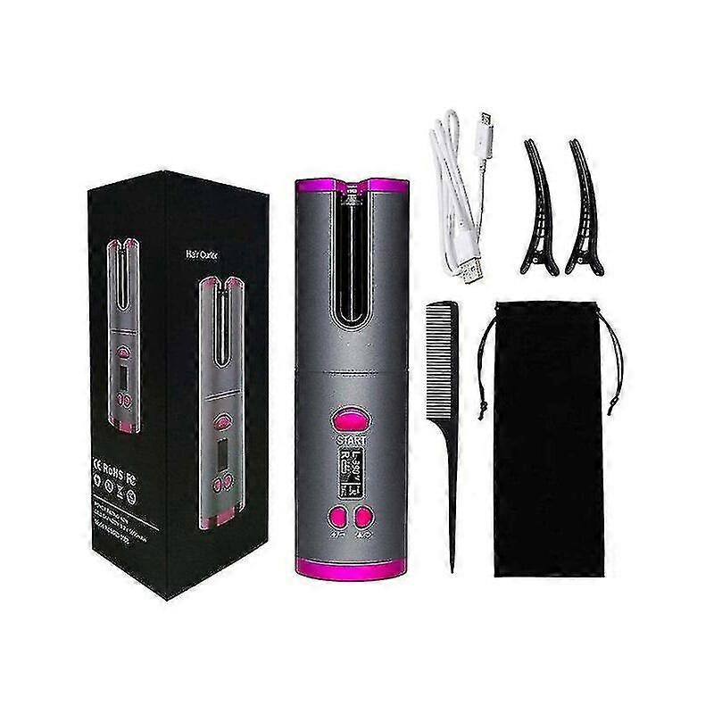 -rizador De Cabello Automtico Inalmbrico Rizador Giratorio Recargable Pantalla Led Temperatura Ajustable Rodillos Para El Cabello Herramientas De