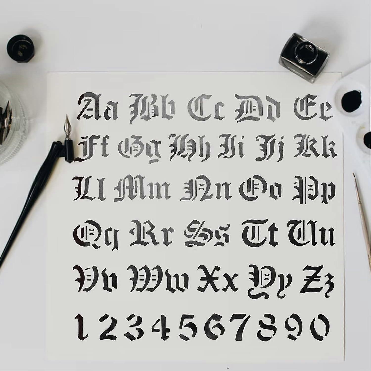 Matte Metal Letters Stencils Gothic A to Z Alphabet & Number