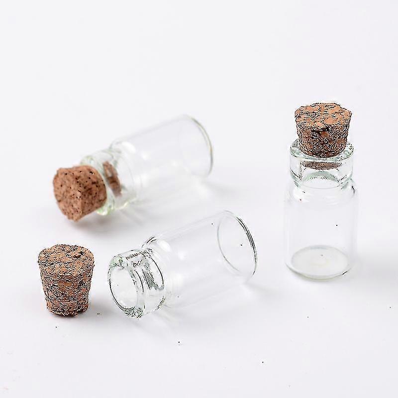 20pcs Clear Glass Wishing Bottles Vials With Cork Bead Containers (18x10mm)