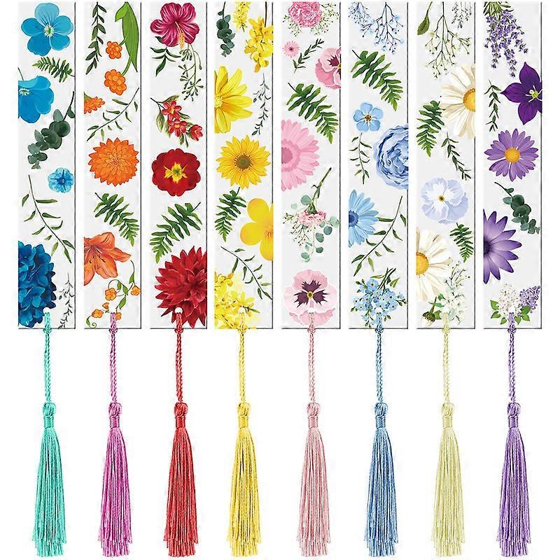 8 Sets Flower Acrylic Bookmarks Transparent Acrylic Bookmarks
