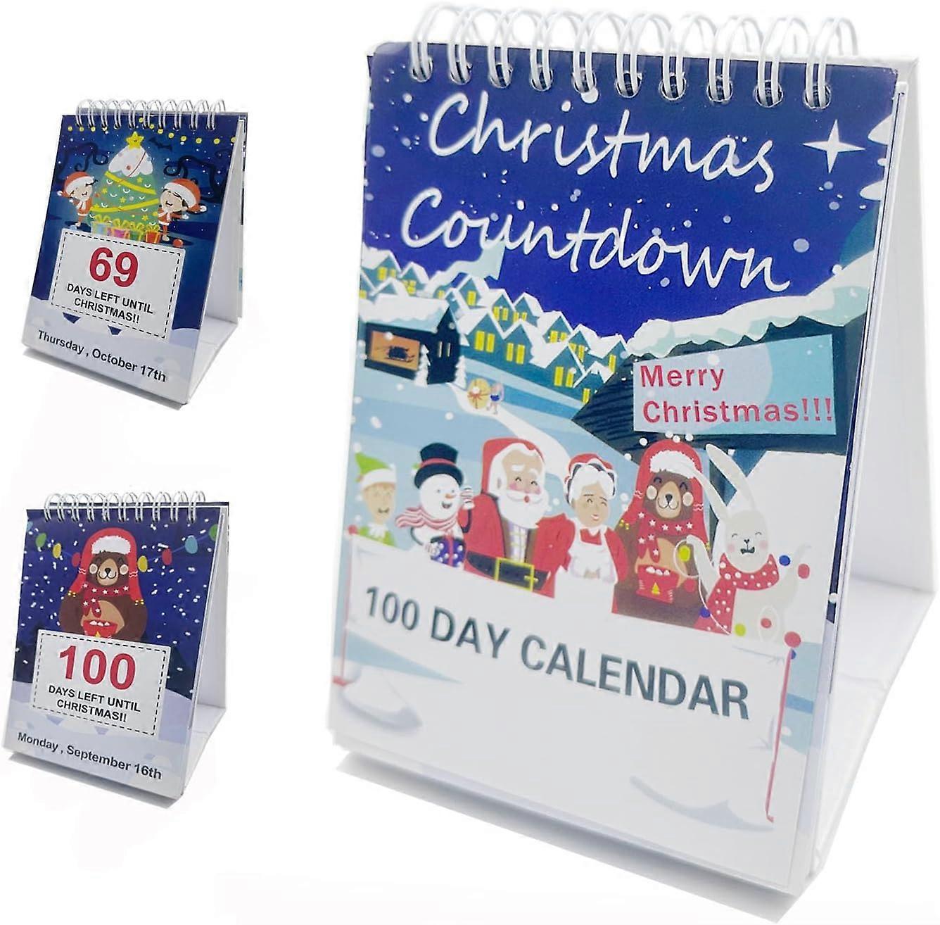 100 Day Christmas Countdown Calendar 2024,Christmas Countdown Calendar, Desktop Advent Calendar for Home Office Room Decor, Xmas Count Down Gift