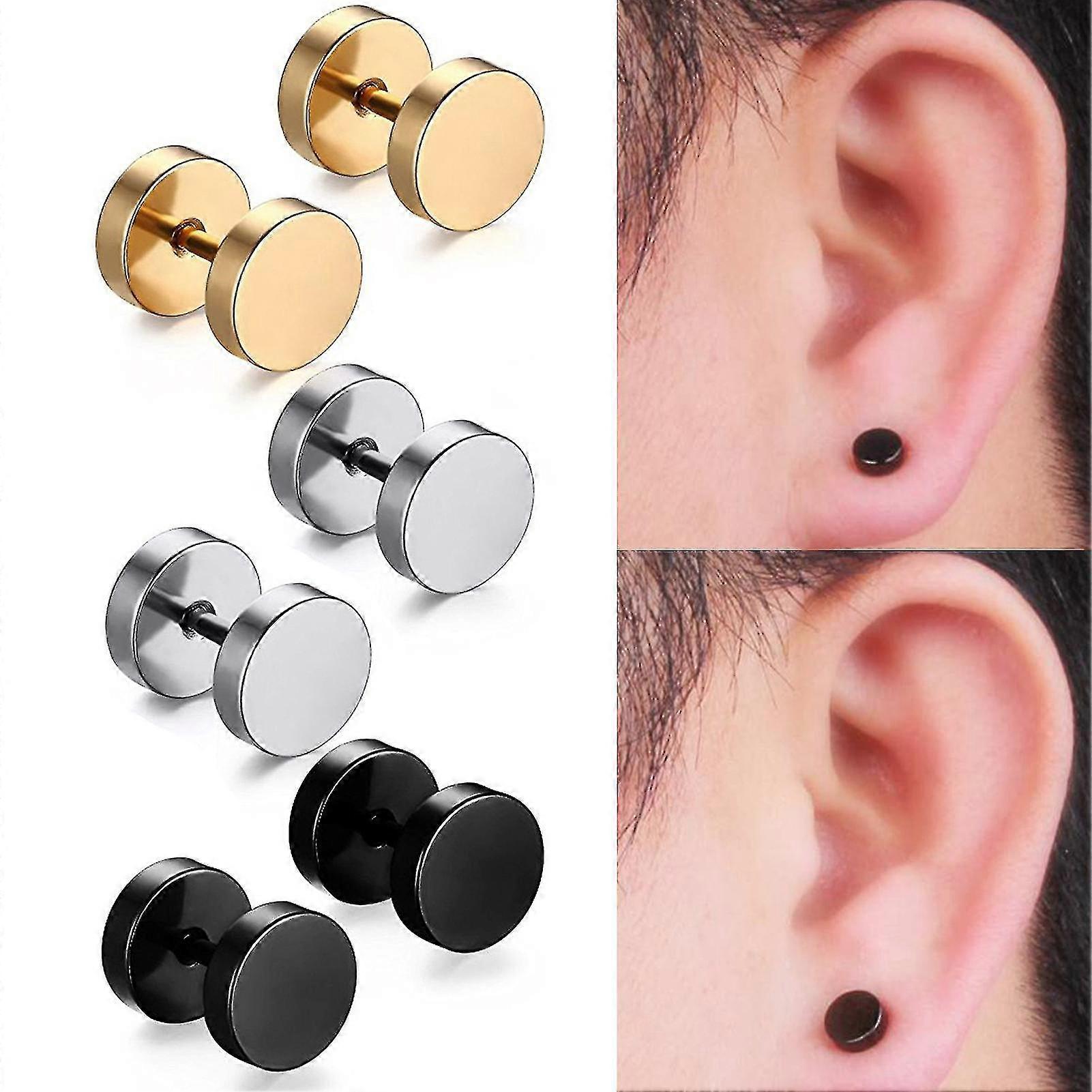 1 paire d’haltères forme Piercing Hommes Boucles d’oreilles Galvanoplastie conviviale Punk Ear Studs Bijoux élégants
