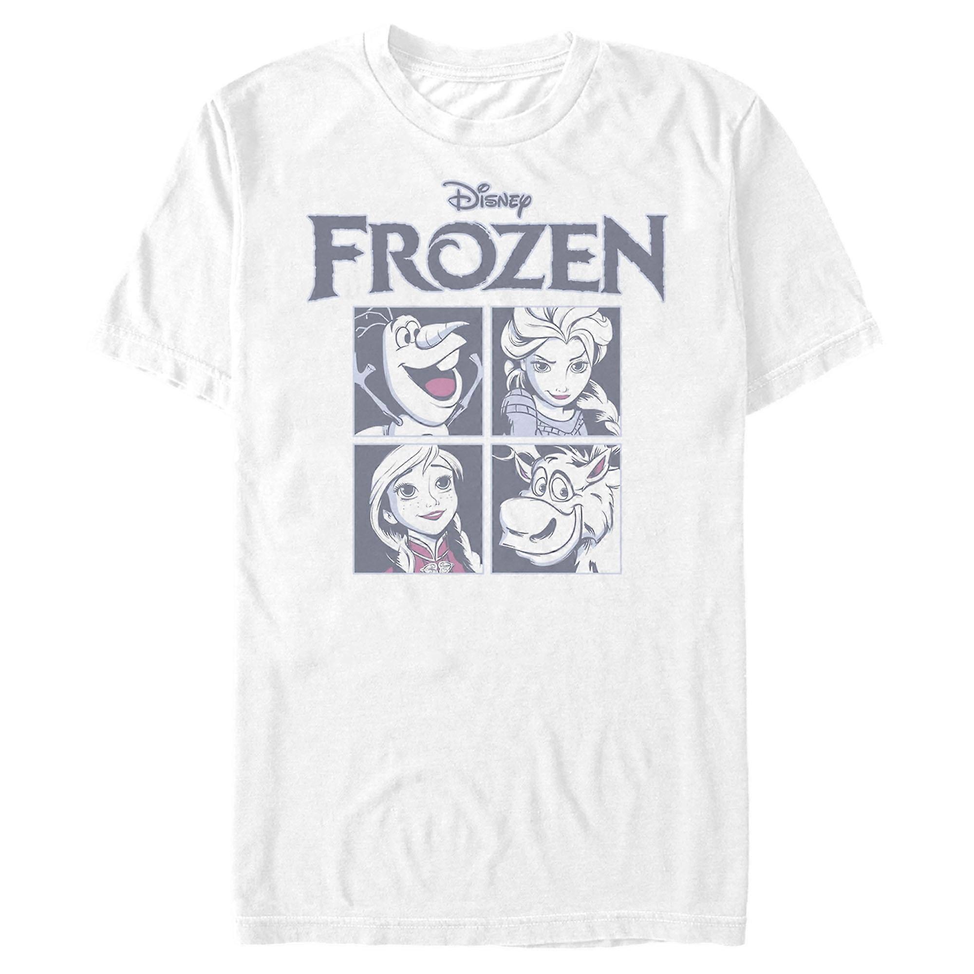 Frozen Character Squares  Graphic T-shirt Tee White -Gol187