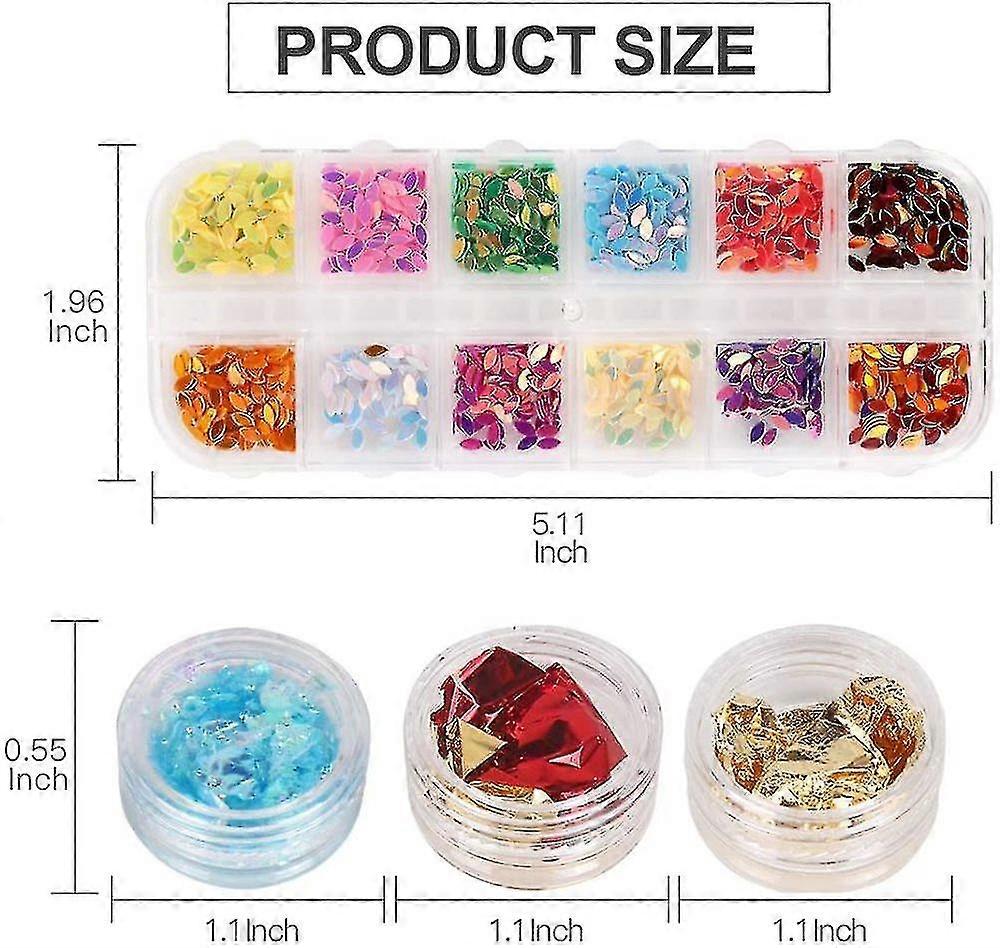5 Box 11440pcs Nails Rhinestones And 36 Pots Foils Flakes, Professional Nail Decoration With Gems For Nails Stud Foil For Nails Art