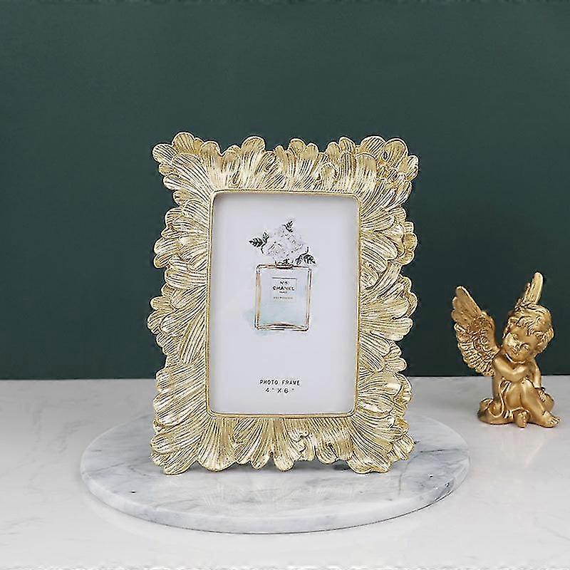 1pc Golden Leaves Picture Frame Picture Frame Retro Photo Frame Picture Frame Adorn For Desktop Gift 22x17cm