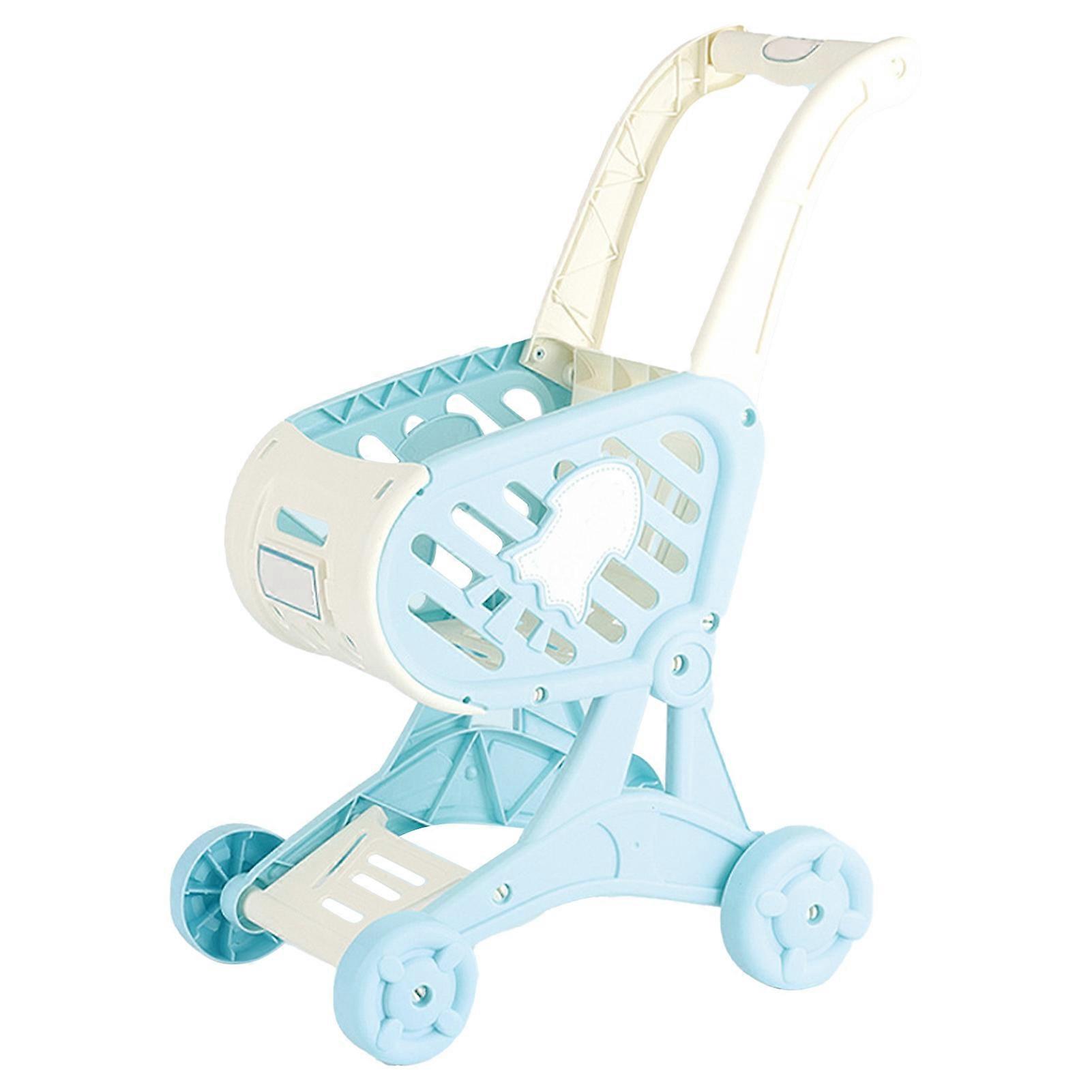 Children Shopping Cart Toy Suppermarket Cart for Kids Playing Simulation Shopping Game Blue