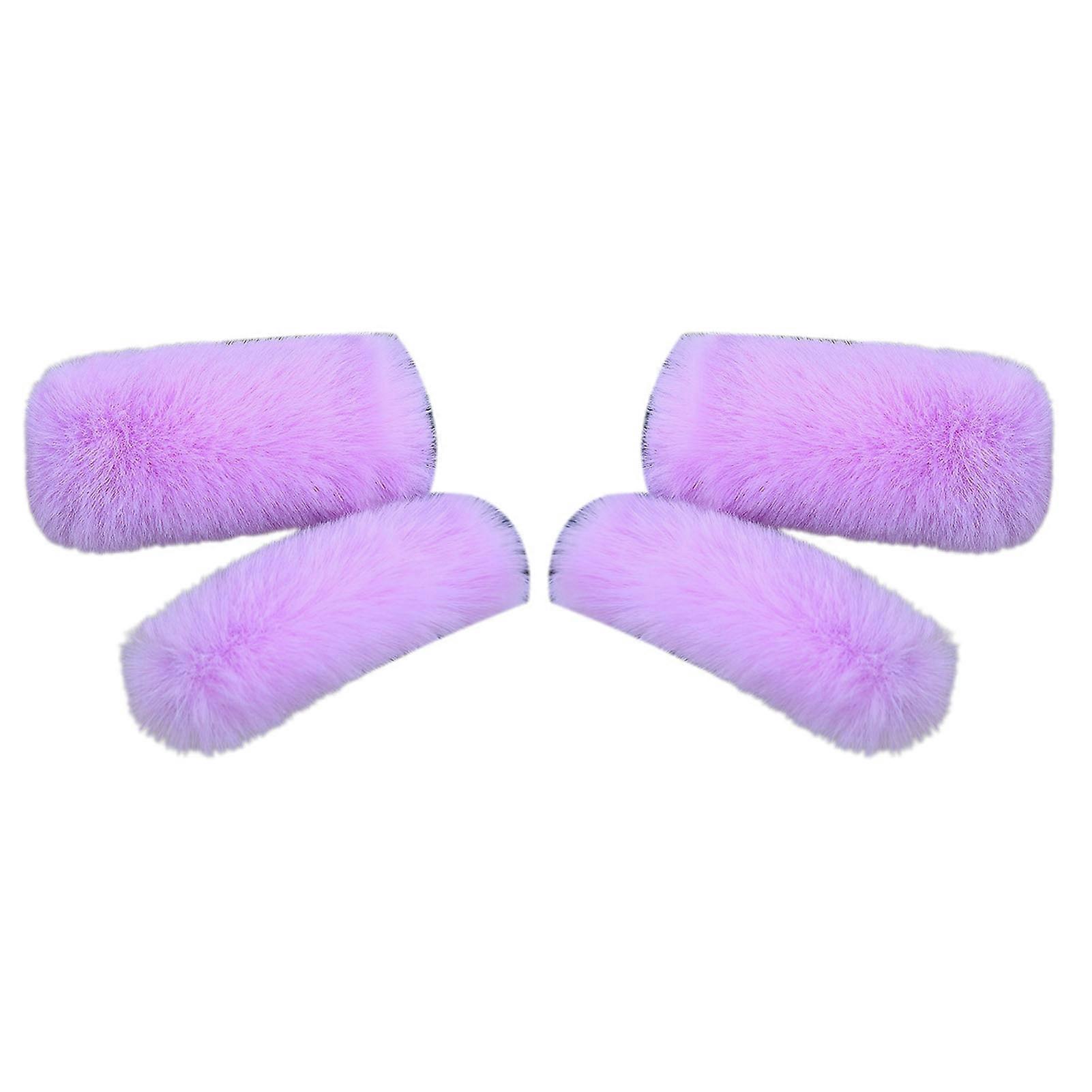 1 Set Elastic Windproof Handlebar Cover Faux Rabbit Fur More Thicken Tear-resistant Bike Handle Cover for MTB