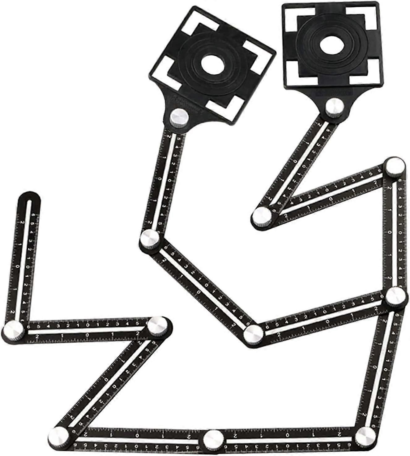 Multi-Angle Measuring Ruler, Angle Jig Tool Multi-Jig Bend Measuring Tool, 6-Sided Folding Ruler and Punch Locator for DIY Ceramic Tiles