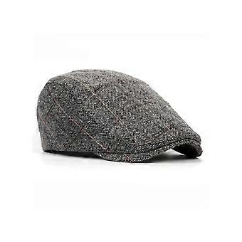 Beret Jesień Zima Czapki Męskie Kapelusze Berety Wełna Zaawansowana Płaska czapka Vintage Pasiasty Beret Cap