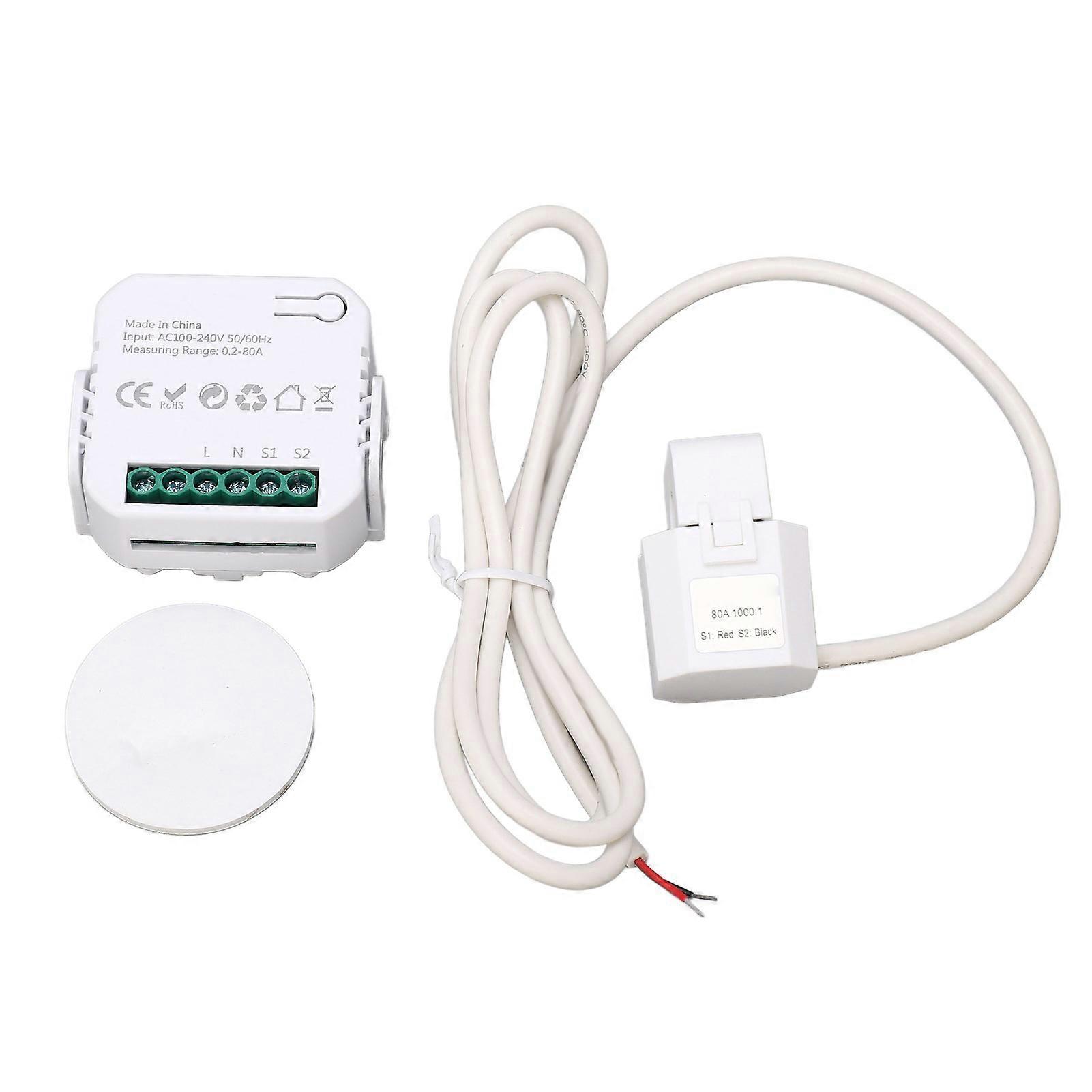 WiFi Energy Monitor Μονοφασικός έξυπνος μετρητής ηλεκτρικής ενέργειας με το όργανο ελέγχου κατανάλωσης ισχύος σφιγκτήρων 100?240VAC λευκό