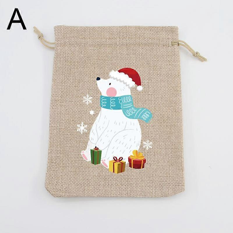 Christmas Linen Bag Candies Drawstring Gift Storage