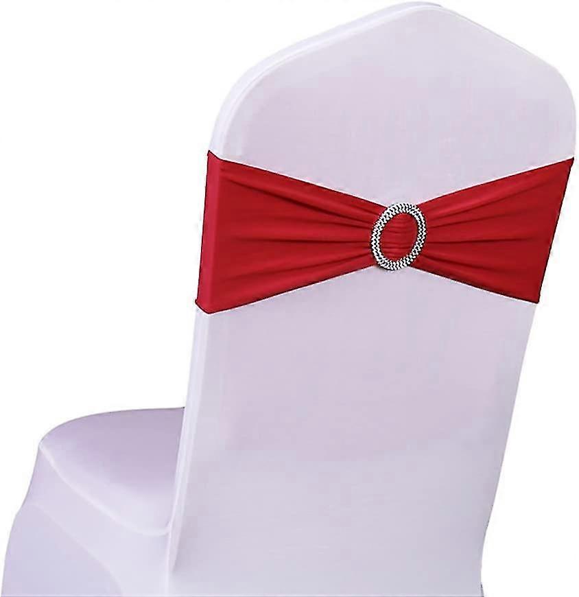10pcs elastic slip-on chair headband with buckle, red