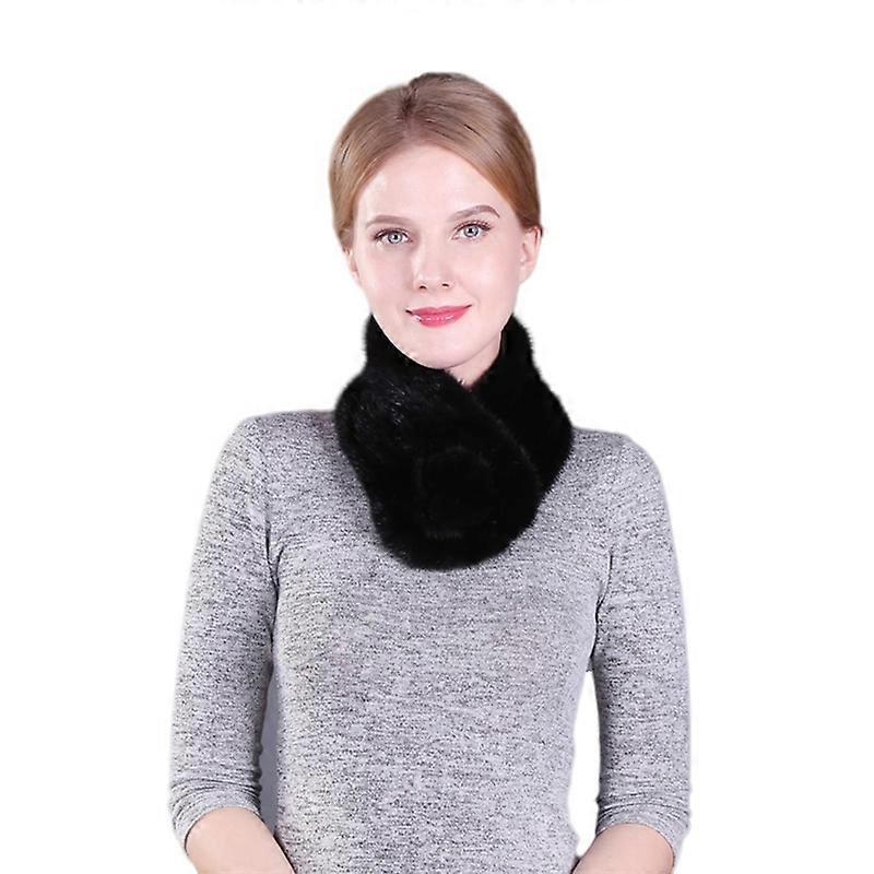 MIMIGO Authentic Mink Fur Scarf for WomenReal Fur Flower Warm Soft Furry Wrap Around Loophole Scarf