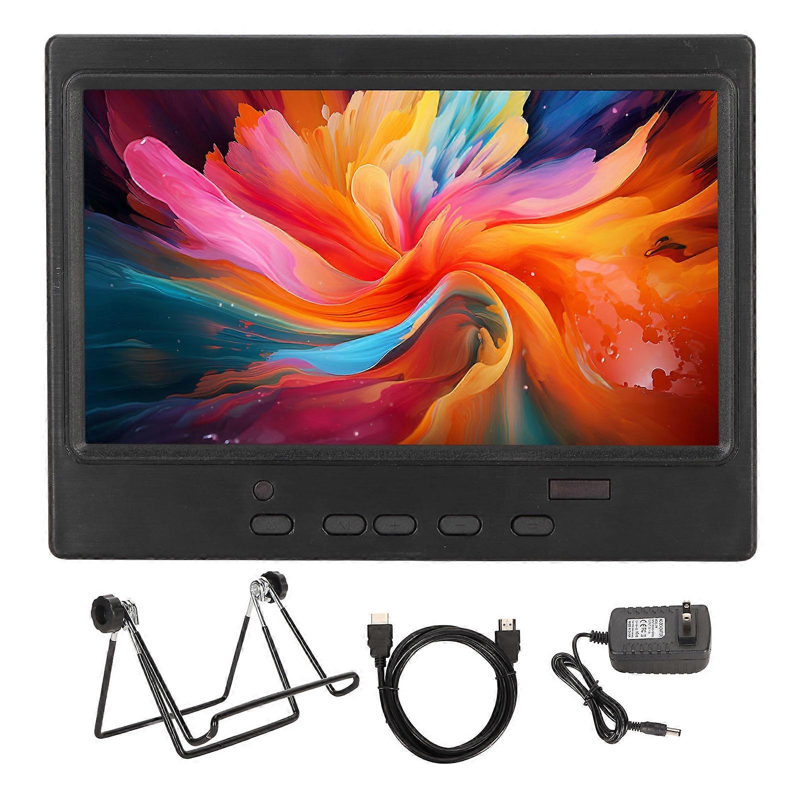 7 Inch Portable Monitor 1024x600 Supports HD Multimedia Interface VGA AV Portable Display with Support for PC 100?240V Iron Bracket US Plug