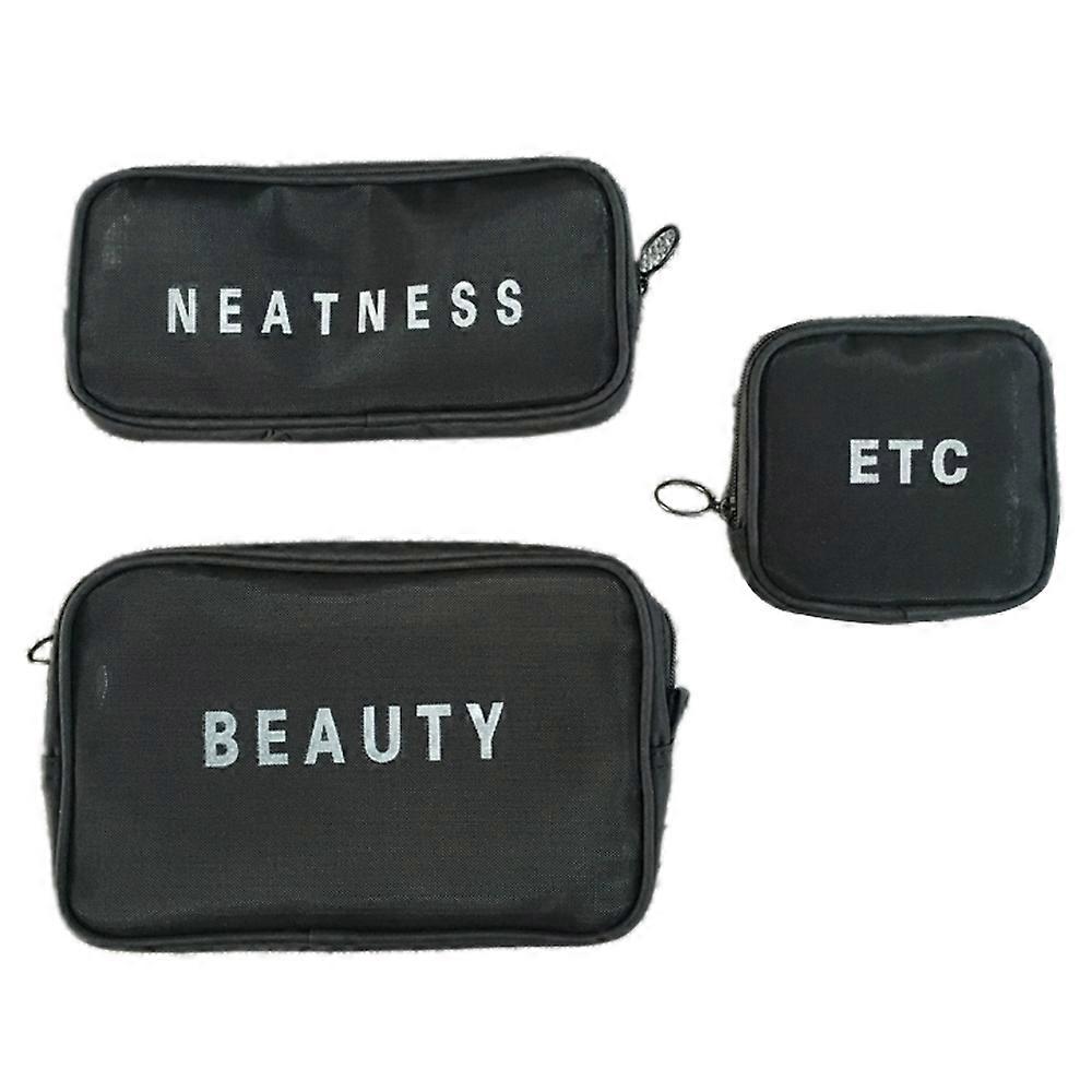 3 db hálós kozmetikai táska, sminktáskák, cipzáras tasak irodai utazási kiegészítőkhöz, 3 méret