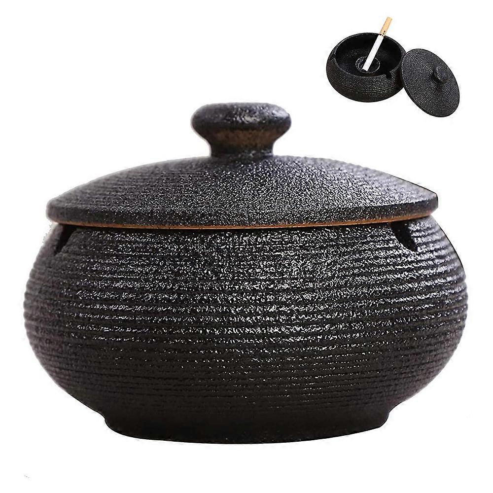 Ceramic Ashtray with Lids, Windproof, Cigarette Ashtray for Indoor