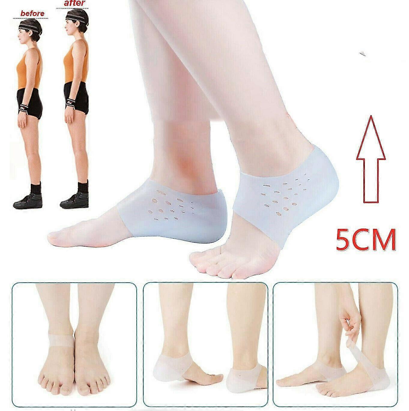 Invisible Height Lift Heel Pads Breathable Increase Insoles Pain Relievea pair-White
