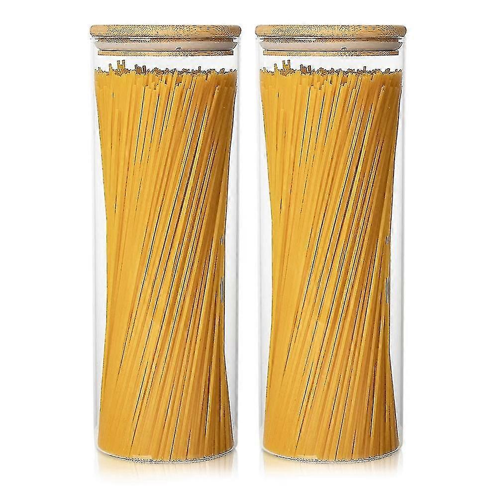 Vorratsbehälter aus Glas Set mit 2 71 Unzen hohen Spaghettigläsern mit Bambusdeckeln - Küchenaufbewahrung-yujia