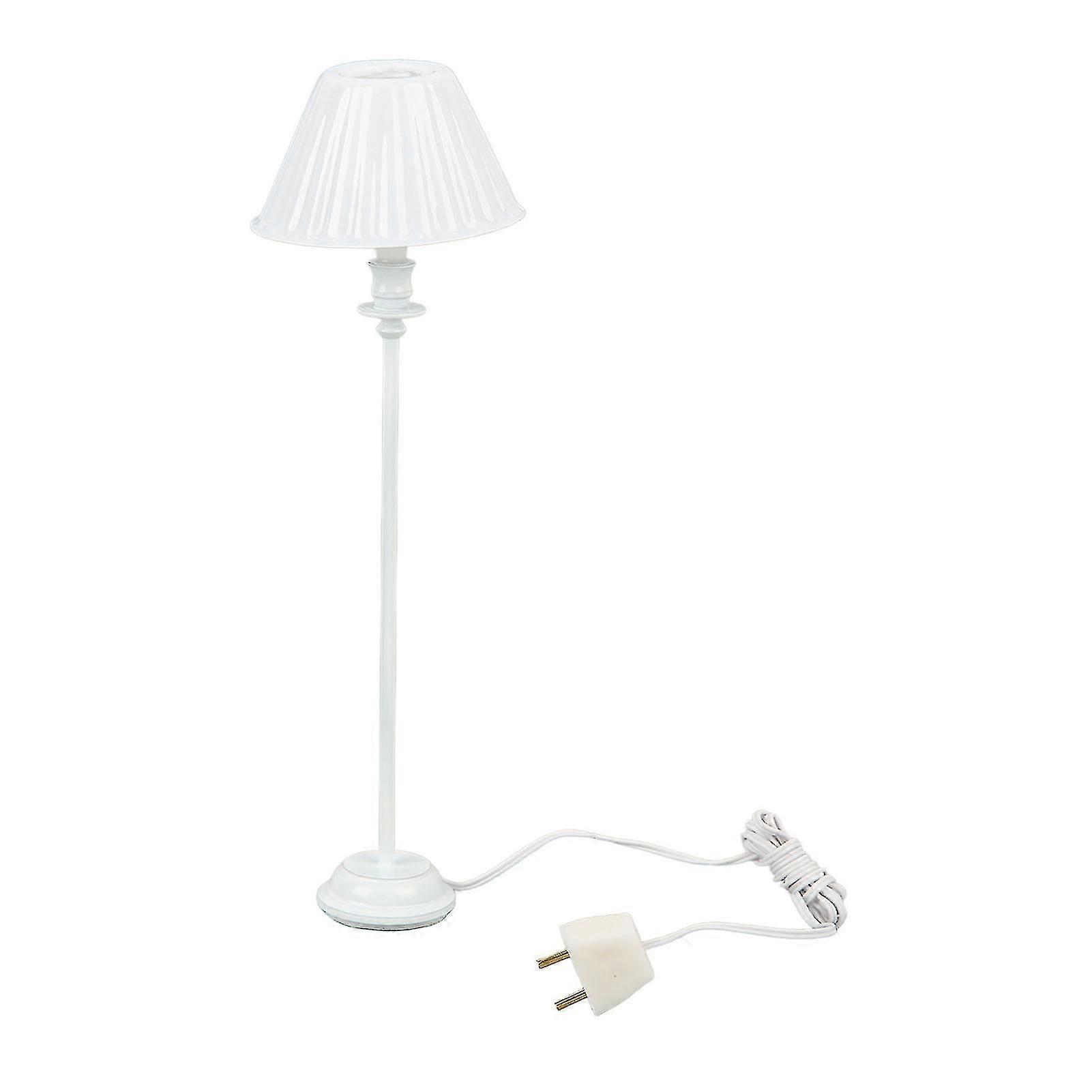 Miniature Dollhouse Floor Lamp White Shell Pattern Retro Elegant Diy Furniture Floor Light For 1:12 Scale Dollhouse