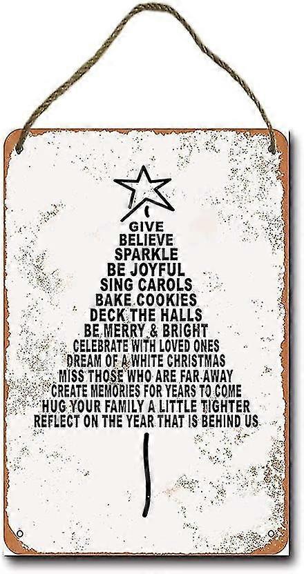 Árvore de Natal Feita de Palavras de Natal Retro Pendurada Placa de Metal 8x12 Polegadas OU 12x16 Polegadas Modo 3435