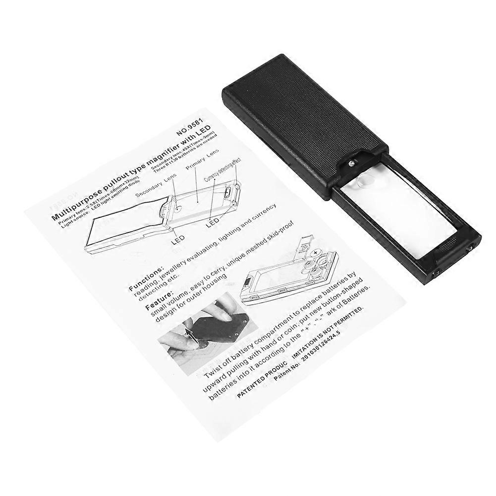 Lupa de Lupa LED Iluminada Multiuso 2.5x 45x Pullout