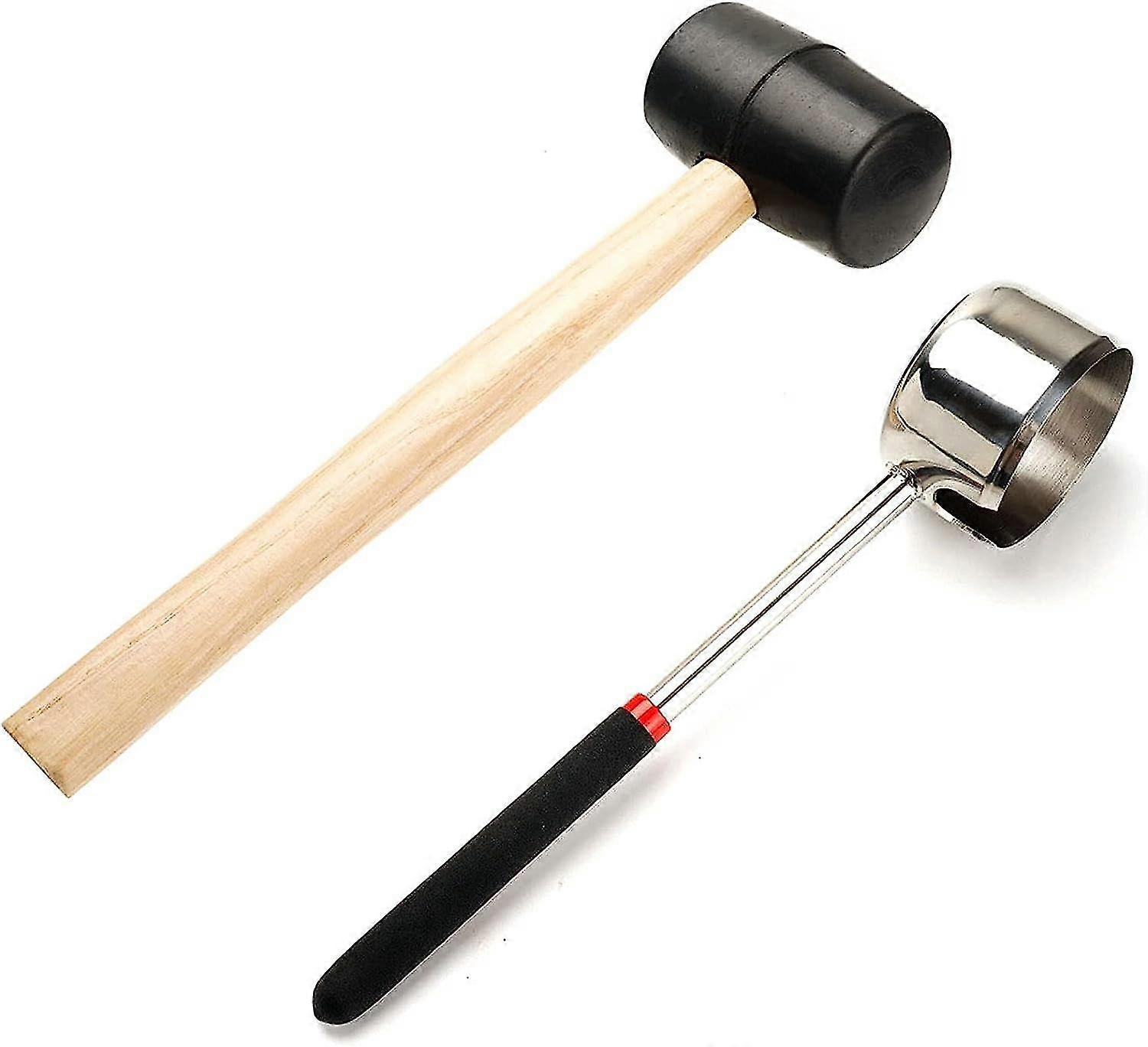 Coconut Opener For Young Coconuts, Stainless Steel Tool, Coconut Opener With Rubber Mallet