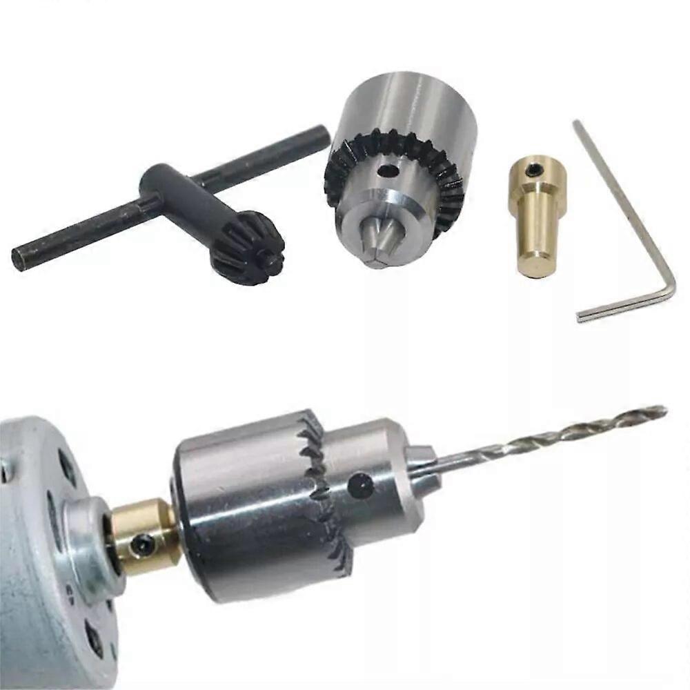 Micro Motor Drill Chuck Clamping Range 0.3-4mm Taper Mounted Drill Chuck With Chuck Key 3.17mm Brass Electric Motor Shaft Tools