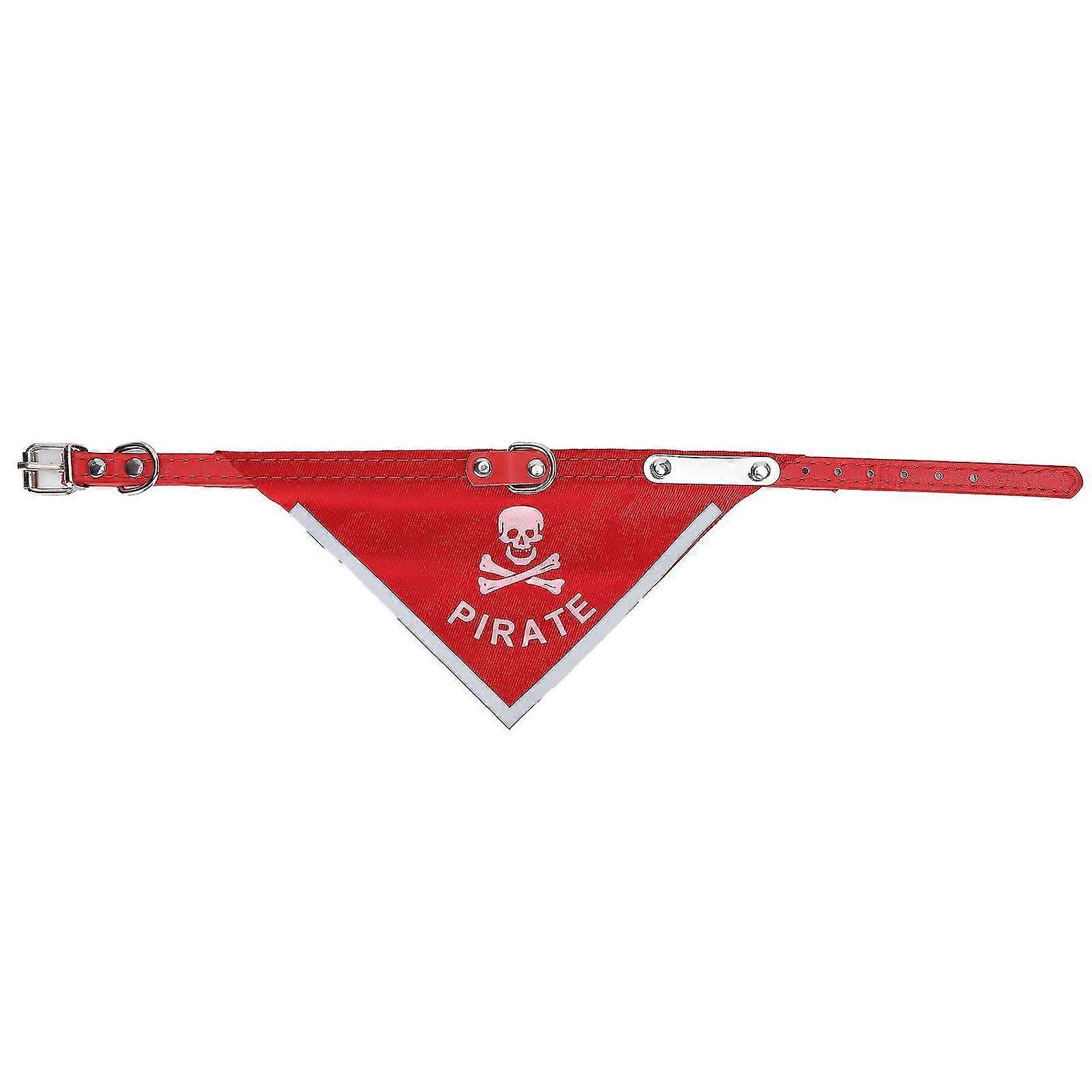Fashion Pet Scarf with Adjustable Skull Head Pattern PU Dog Collar - Red XS