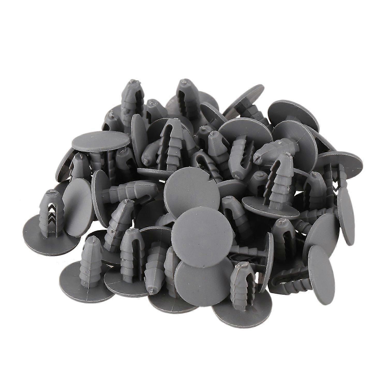 50pcs 8mm Hole Gray Plastic Rivet Door Push In Clip For Car