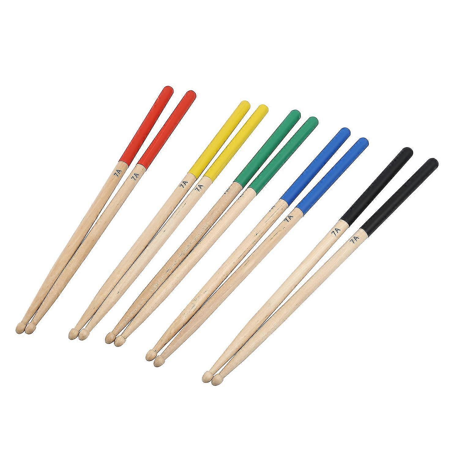 5 Pairs/set 7a Maple Drum Sticks /children, Fit For All Drum Sets Drum Accessories Multi Color