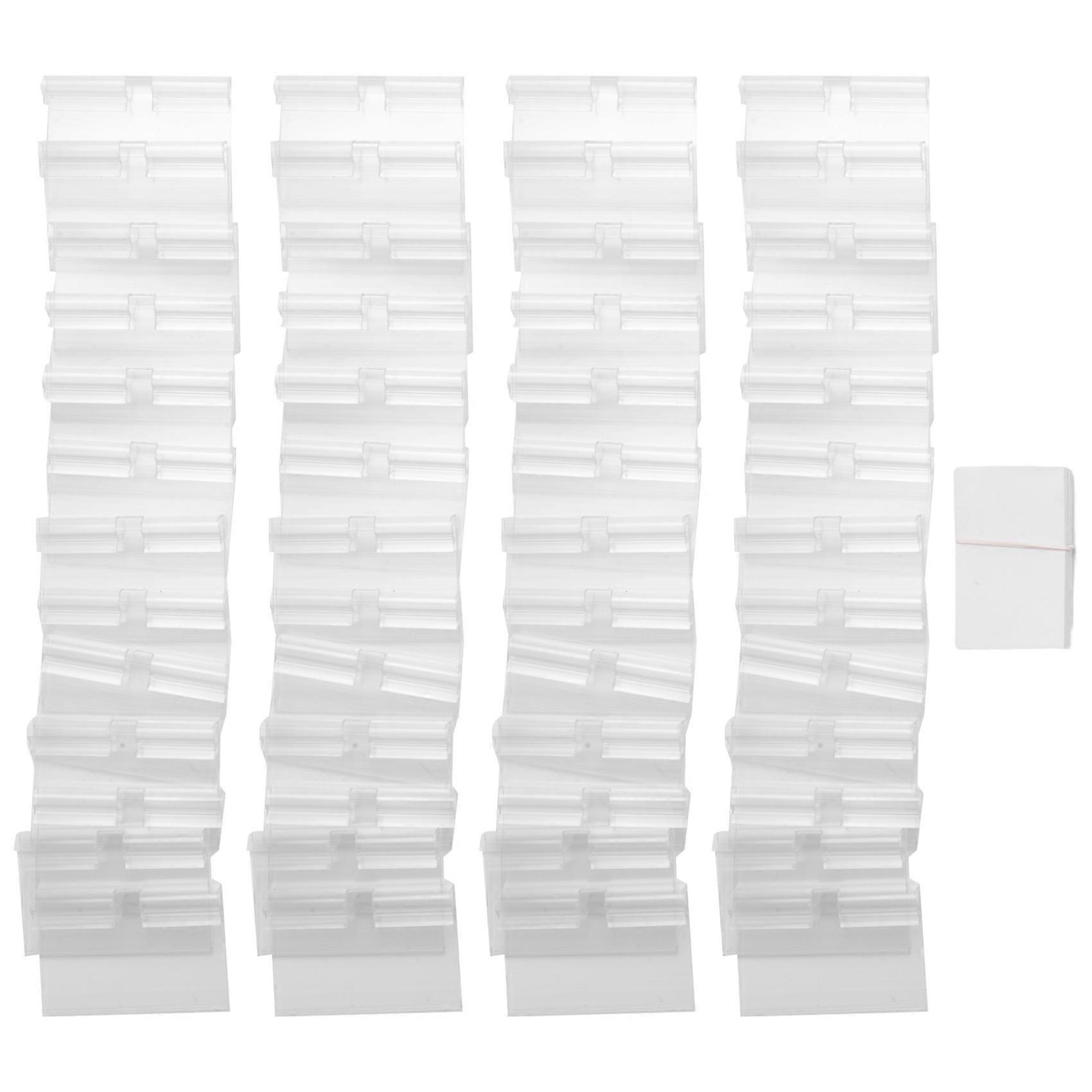 50Pcs Clear Plastic Label Holder Price Tag, Shelf Label Clip Removable Label Holder for Storage Bin