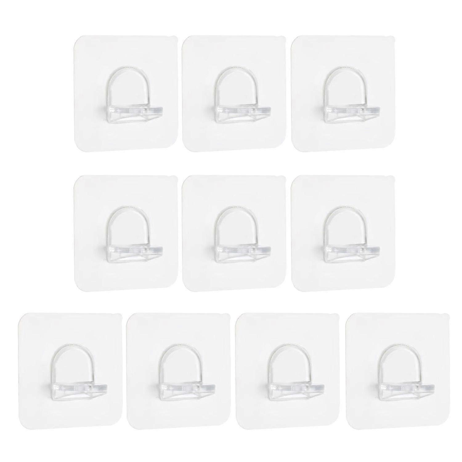10Pcs Fixed Paste Hook Non-Perforated Good Load-Bearing Plastic Clear Shelf Support Bracket for Clos