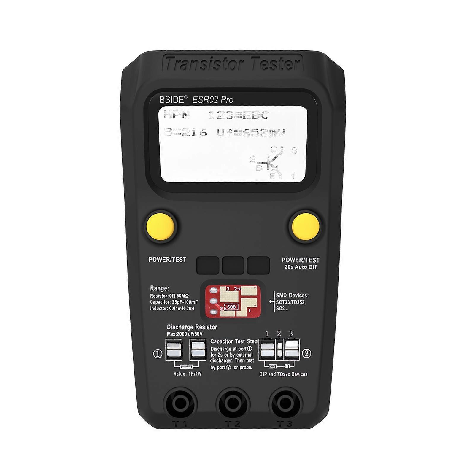 BSIDE ESR02 Pro Transistor Tester Digitales Multimeter Diode Triod Widerstand Kapazität Induktivität MOSFET NPN Triac MOS Detektor