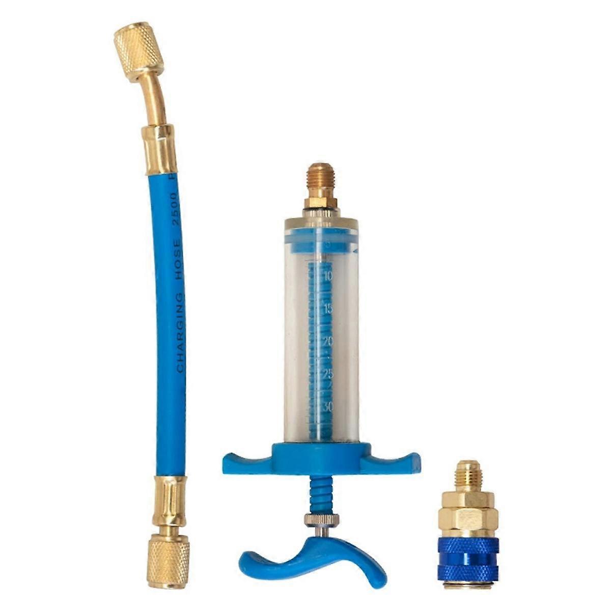 Εγχυτήρας λαδιού/βαφής αυτοκινήτων A/C 1Oz με τον προσαρμογέα γρήγορης ζεύξης χαμηλής πλευράς R134a 1/4 χειροκίνητο λιπαντικό εργαλείων επισκευής κλιματισμού