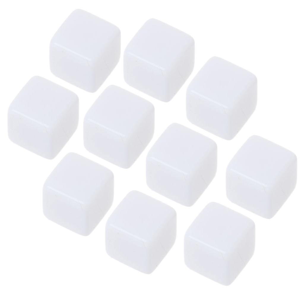 10Pcs Square Corner 6 Sided Dice 16mm/18mm/20mm White Blank Cubes For Kid Toy