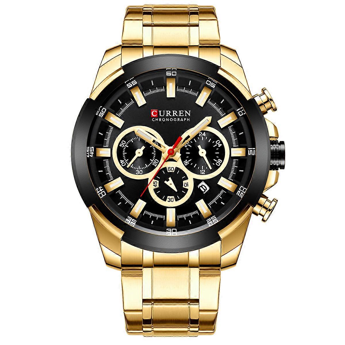 8361 Quartz Man Wristwatch Watch for Male Men Watches with Calendar Indicator Date Waterproof Luminous Hands Three Sub-Dials Second Minute Microsecond