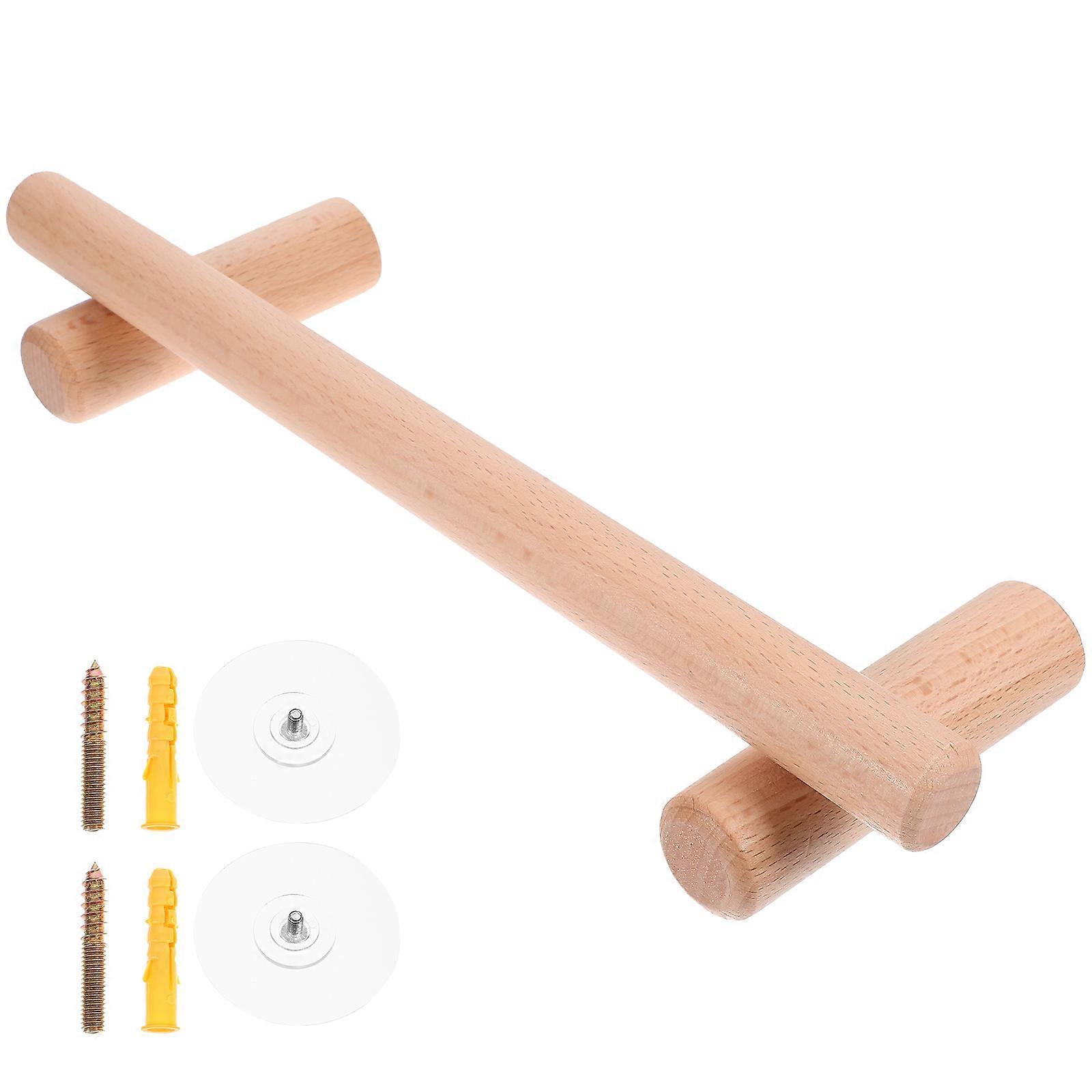 1pc Simple Towel Rack Wooden Single Towel Bar No Punch Storage Rack Towel Hanger for Bathromm Kitchen Home (30CM)